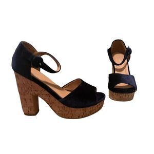 R and BE Women shoes Blue WEDGE CORK HEEL size 41​​​​